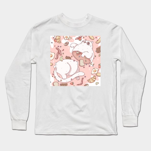 breakfast kitty Long Sleeve T-Shirt by odsanyu